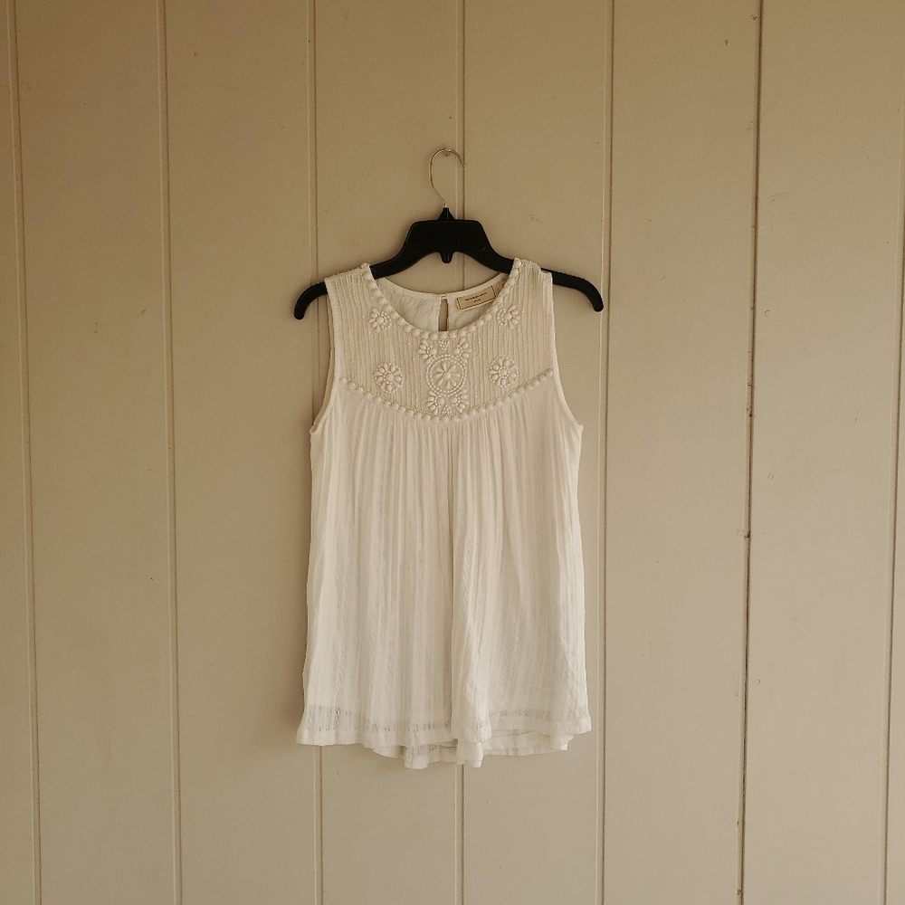 moulinette soeurs Anthropologie beaded sleeveless top Small Fairycore Romantic